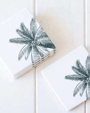 Green Palm Print coasters