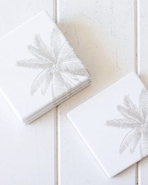 Palm print ceramic coasters