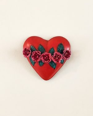 Red tin heart with roses