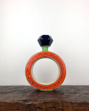 Talavera Ring Tequila Decanter on brown timber bench