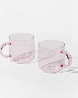 Pink glass mugs